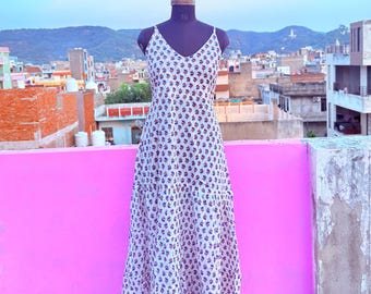 Hand Block Print Organic Cotton Mini Dress: Floral Summer Beach Outfit