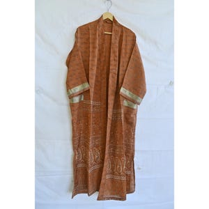 Vintage siden Kantha Kimono: Boho Patchwork Duster Morgonrock