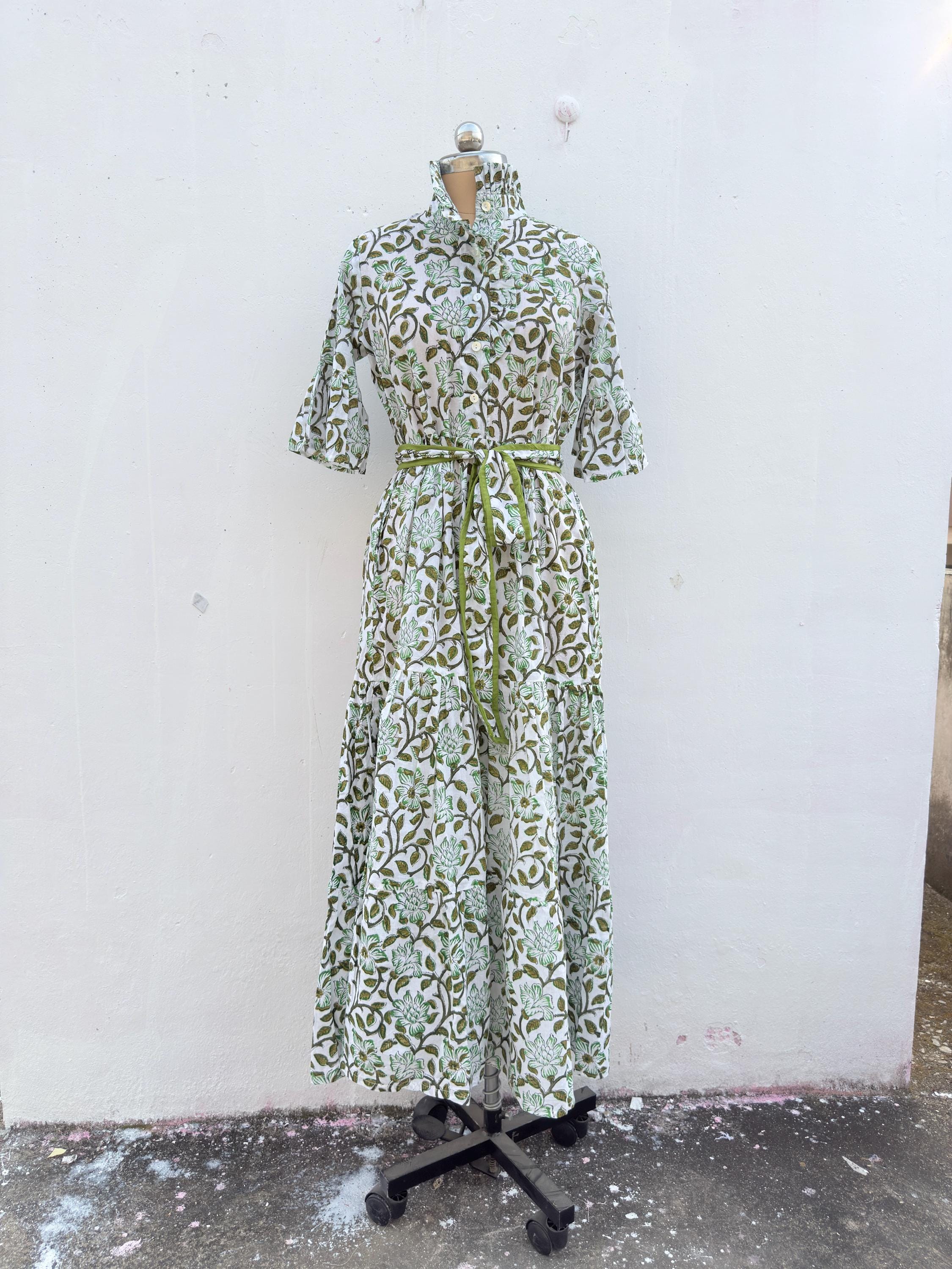 Green Belted Dress - Etsy