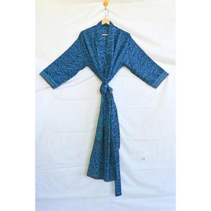 Vintage Kantha Kimono i siden: Boho Patchwork Dusterjacka