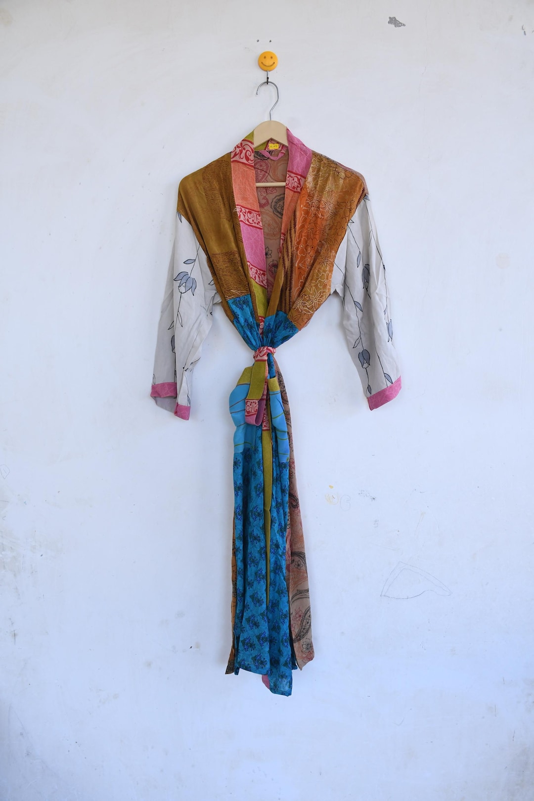 Upcycled Old Robe Upcycled Vintage Silk Sari Kimono Robe: Bohemian Patchwork Maxi Dress ...