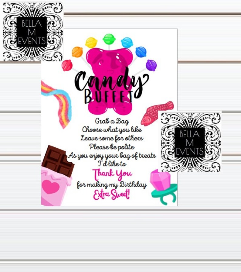 Candy Buffet Printable Thank You Sign | Sweet Party Favors &amp; Decor - Etsy
