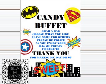 Superhero Candy Buffet Sign - Instant Download - Party Sign