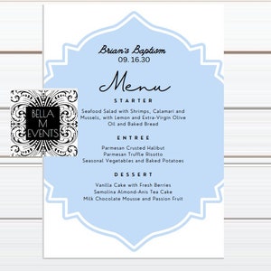 Editable Baptism Menu | Baby Blue Printable Baptism Party Table Decorations | Baptism Room Menu Sign