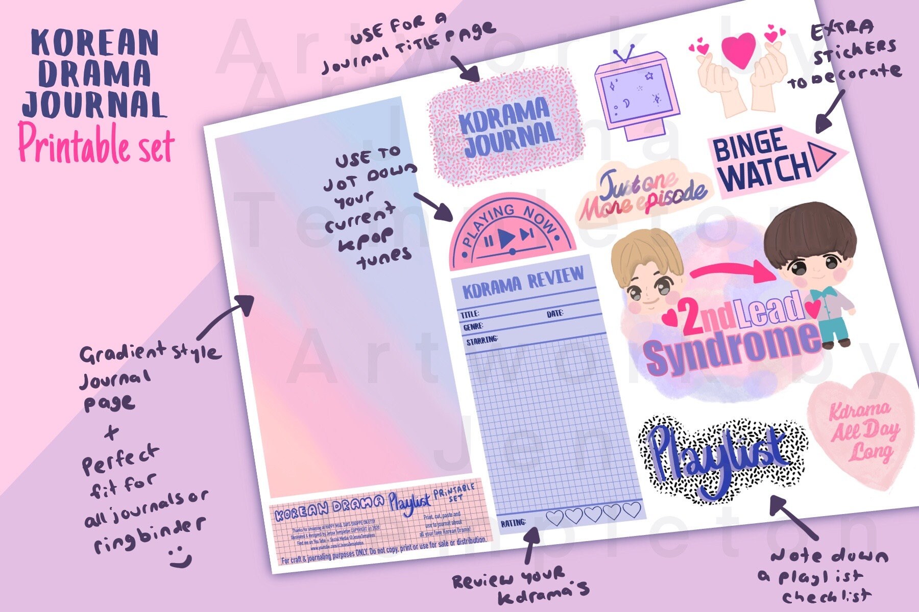 Korean Drama Journal Printable Kdrama Stickers Ring Binder Etsy Australia