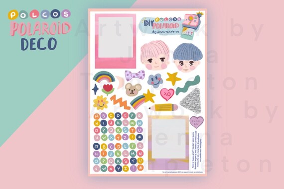 polcos polaroid decoration printable stickers etsy