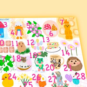 Easter Spring Stickers / Autumn Date Stickers Printable / Date Numbers / Digital Date Stickers / Journal Printable image 2