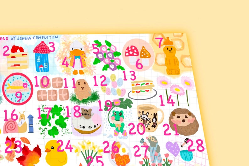 Easter Spring Stickers / Autumn Date Stickers Printable / Date Numbers / Digital Date Stickers / Journal Printable image 2