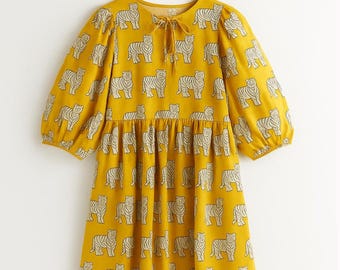 Hand Block Print Cotton Midi Dress, Indian Summer Dress