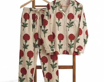 Ensemble de pyjama en coton pour femme | Ensemble de pyjama doux et respirant | Vêtements de détente imprimés | Vêtements de nuit d'été pour femmes | Cadeau pour elle