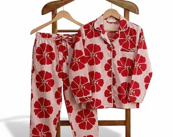 Ensemble de pyjama en coton pour femme | Ensemble de pyjama doux et respirant | Vêtements de détente imprimés | Vêtements de nuit d'été pour femmes | Cadeau pour elle