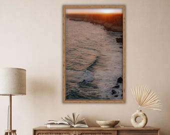 Golden Hour Waves at The Great Australian Bight | Sunset Photography | Printable Coastal Cliff Wall Art | Digital Download