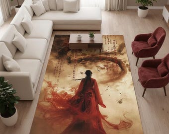 Japanese Area Rug For Teen Room Bedroom Mat, Washable Non Slip