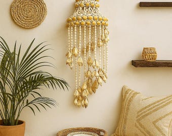 Boho Conch Shell Wind Chime Natural Seashell Hanging for Coastal Home Décor