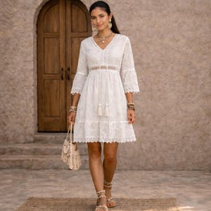 white cotton gypsy dress White Gypsy Dress