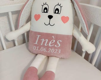 Personalized Bunny Plush Toy, Custom Embroidered Stuffed Animal for Baby, Newborn Keepsake Rabbit, Baby Shower Gift, Nursery Decor Plushie