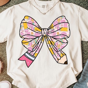 Pencil Coquette Bow PNG, Teacher Coquette Bow, Coquette bow png, Back to school, teacher appreciation, teacher shirt png, Coquette Pencil