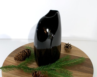 Arabia Lumina Vase – Black Porcelain by Pauli Partanen | Finnish Vintage 1980s Scandinavian Design | Arabia Finland Modernist Vase
