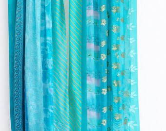 Vintage indischer Seide Sari Vorhang: Boho Patchwork Fenster Vorhang handgemachte alte Sari mit kostenlosem Versand
