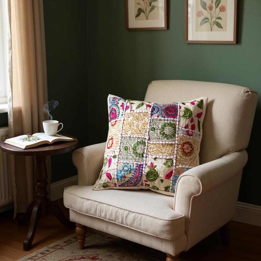 Housse De Coussin Indienne En Patchwork De Sari – 16x16 Pouces, Motifs Multicolores