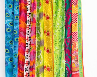 Vintage indischer Seide Sari Vorhang: Boho Patchwork Fenster Vorhang handgemachte alte Sari mit kostenlosem Versand