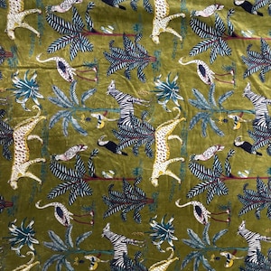 Velvet Fabric Craft Curtain fabric Quilted jacket fabric Green Jungle soft printed fabric Upholstery fabric luxury soft dress sewing fabric