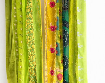 Vintage indischer Seide Sari Vorhang: Boho Patchwork Fenster Vorhang handgemachte alte Sari mit kostenlosem Versand