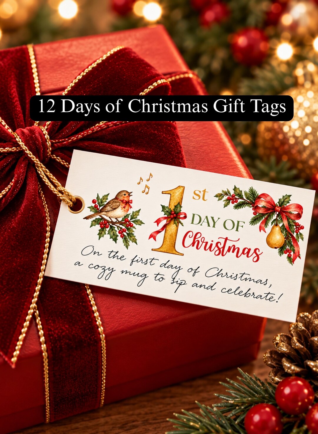 Buy 12 Days of Christmas Gift Tags | Vintage Holiday Printable ...
