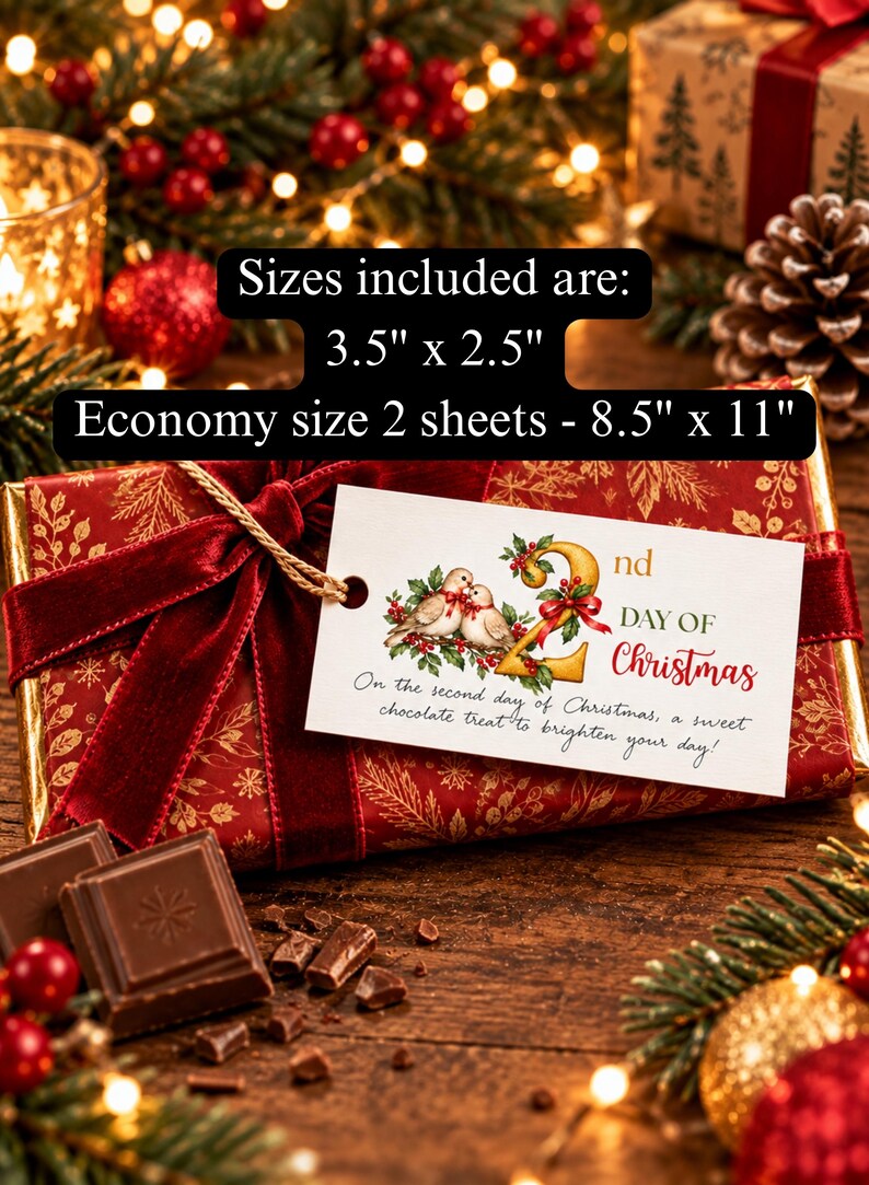 Buy 12 Days of Christmas Gift Tags | Vintage Holiday Printable ...