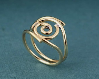 Anillo de olas, anillo llamativo para mujer, anillo de olas ondulantes, anillo para amantes del océano, anillo de puntero, sello 925, anillo de aniversario