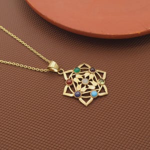 Gold-Plated Sacral Chakra Necklace: Svadhishthana Symbol, Yoga Jewelry
