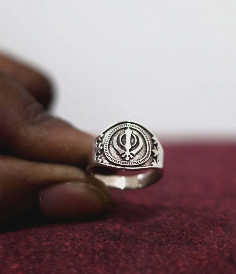 Sikh Rings Stone Sikh Khanda Ring, Silver Punjabi Ring, Khalsa Khanda Ring, Ekonkar Ring ...
