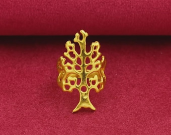 Gold Tree of Life Ring: Adjustable Brass Boho Spiritual Jewelry