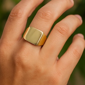 Square signet ring, Brass Ring, Handmade ring, dainty ring, Baho ring, Statement Ring, Minimalist Ring, Plan signet ring, gift for her