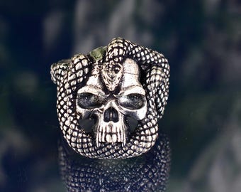 Snake & Skull Ring | Black or Gold Stainless Steel Options