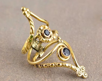 Anillo de latón ónix para dedo en gatillo: férula ajustable para artritis