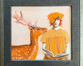 Hablemos – Esmalte vítreo sobre cobre – 20 x 22 cm – Enmarcado 27 x 29,5 cm – De la serie “Doble retrato” – Inna Barycheva