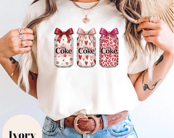 Comfort Colors Diet Coke Valentine’s Day Shirt, Coquette Heart Bow Soda Lover Sweatshirt