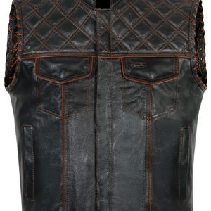 Leather Denim Biker Vest: Handmade Braided Motorcycle Vest