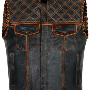 Leather Denim Biker Vest: Handmade Braided Motorcycle Vest
