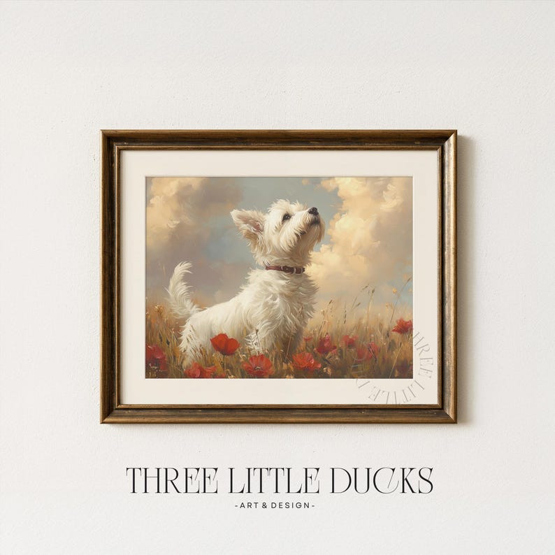 Vintage West Highland Terrier Art Print | Cottagecore Dog Decor ...