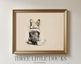 かわいいロンドン コーギー プリント、印刷可能な英国の壁アート