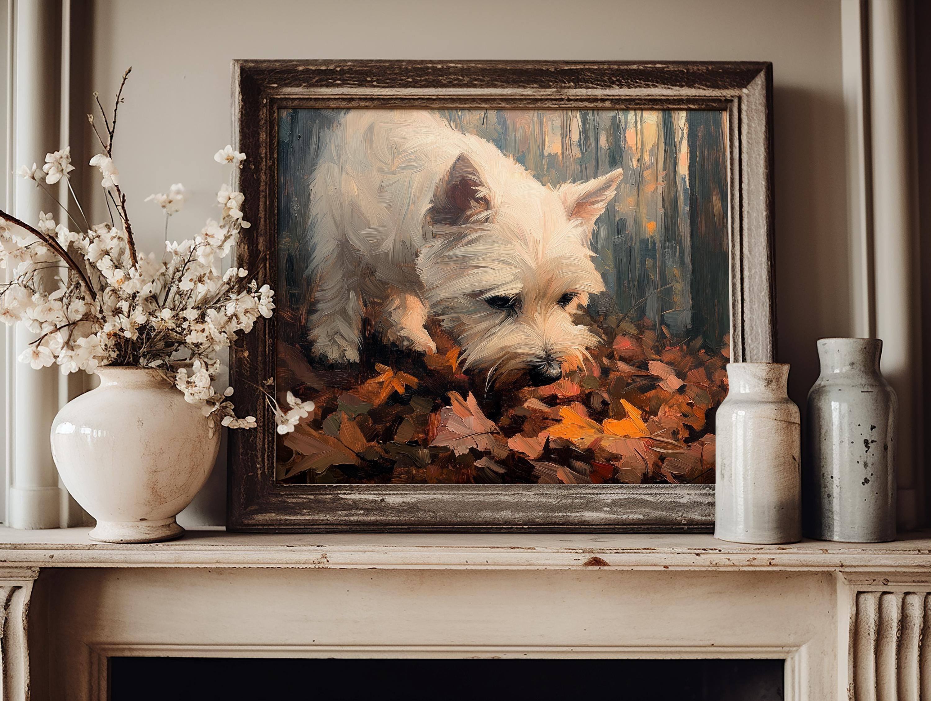 Westie Dog Fall Wall Art Printable | West Highland Terrier Lover Gift ...