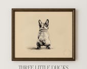 Vintage Style French Bulldog Sketch - Rustic Dog Art Printable, Charming Pet Wall Decor, French Bulldog Drawing, Digital Art Print 419