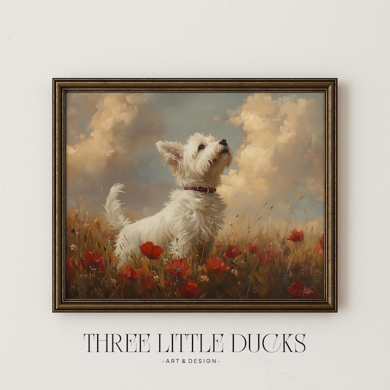 Vintage West Highland Terrier Art Print | Cottagecore Dog Decor ...