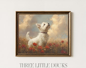 impression d'art vintage West Highland Terrier | Décoration pour chien Cottagecore | Téléchargement numérique du Westie Terrier 19