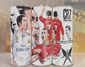 Cristiano Ronaldo FIFA World Cup Tumbler Wrap PNG, CR7 Soccer 20oz Skinny Tumbler Sublimation Design