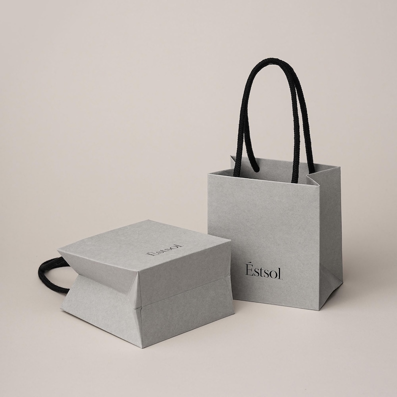 50 sacs en papier kraft crème certifiés FSC avec logo personnalisé Estsol CS-01 Gray