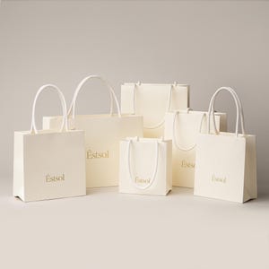 50 sacs en papier kraft crème certifiés FSC avec logo personnalisé Estsol CS-01 Cream