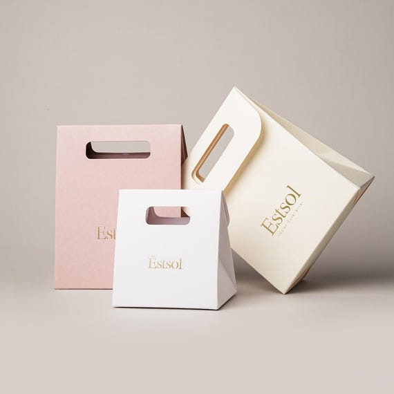 50pcs Die Cut Handle Paper Bags 270gsm Kraft Packaging Bags with Logo CS-02